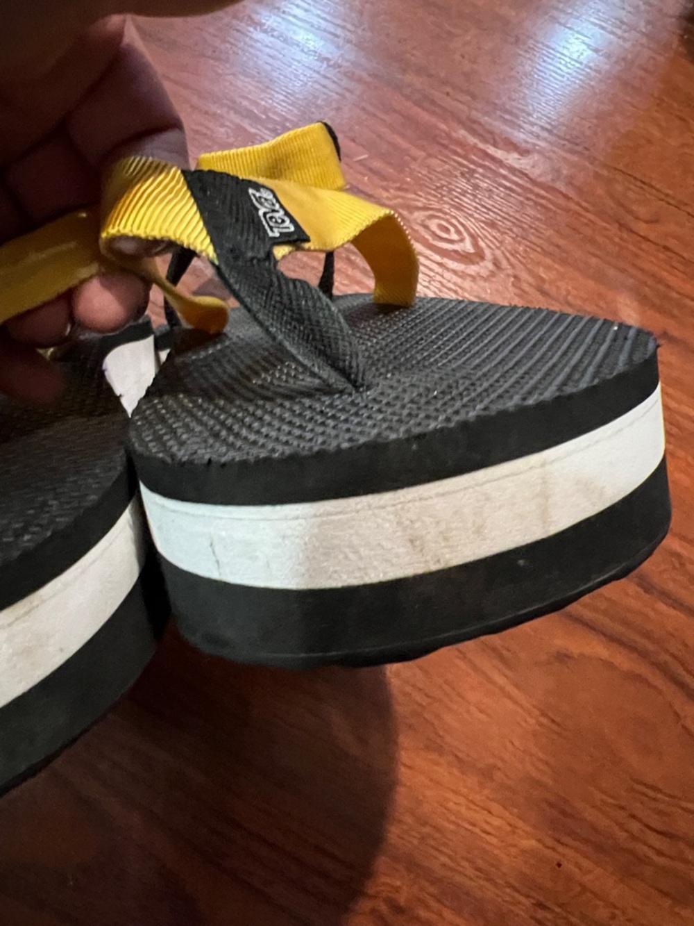 Teva Black Sandals with Yellow Straps - Picture 9 of 11